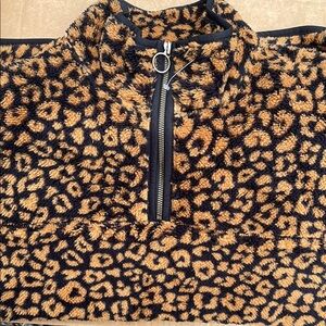 Leopard Print Faux Fur Pullover Time & Tru L 12/14